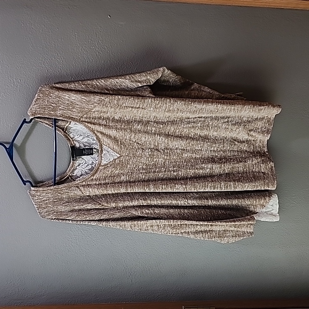 Lane Bryant Tan with Lace detail shirt